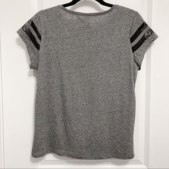 H&M T-shirt Grey w Black Mesh - Picture 2 of 5